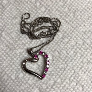 Sterling silver ruby heart necklace